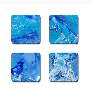 NWT Artisan Coaster Set - "The Blue Depths" (4)